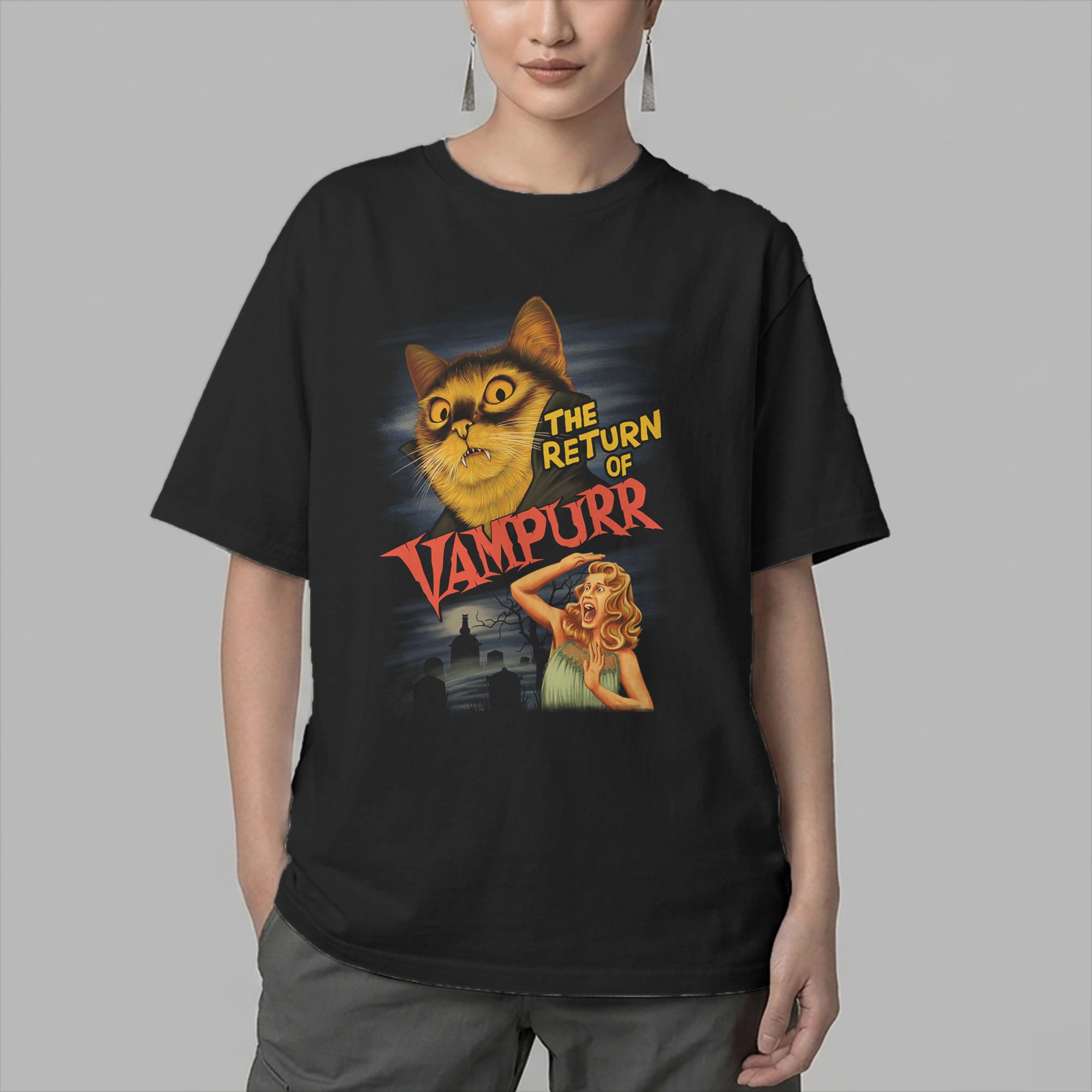 Summer Clothing Ideas Men - Herren-T-Shirt „The Return of Vampurr Cat“