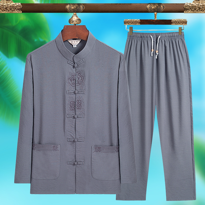 Summer Clothing Sets Men - Hochwertiger Modischer Herren-Tang-Anzug, Reine Seide Leichtgewichtiges