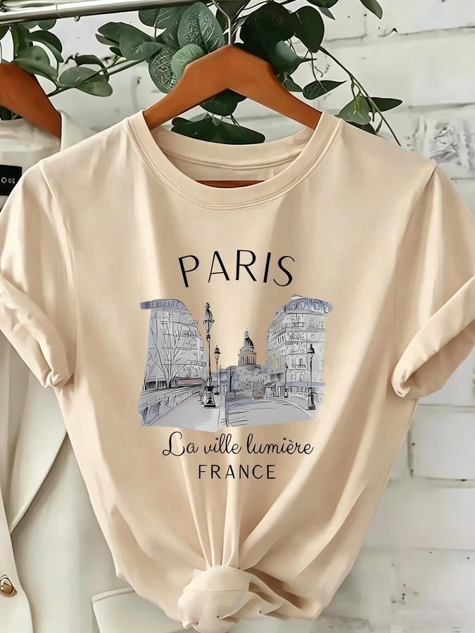 Summer Clothing Trends 2026 - 2026 Neues Damen-T-Shirt mit Paris-Print und
