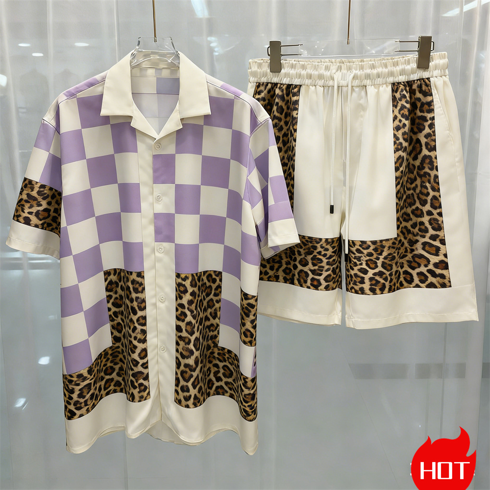 Summer Clothing Sets Men - Modisches Sommer-Herrenhemd-Set: Einfarbiges, lässiges Revershemd mit