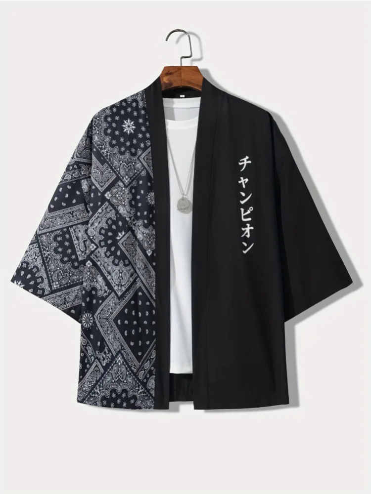 Summer Clothing Resort - Lässiges Herren-Hemd im Kimono-Stil mit japanischem