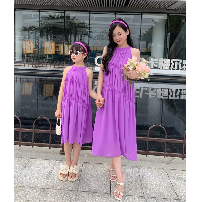 Summer Clothing Resort - Urlaub Look Mutter und Tochter lila