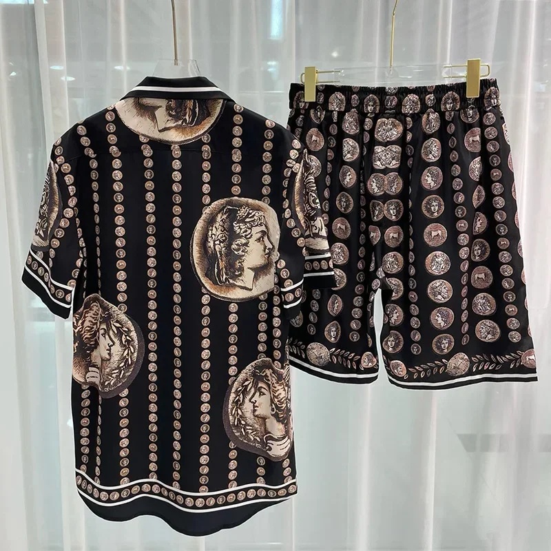 Summer Clothing Sets Men - Ropa Hombre Royal Luxus Herren Hemd-Sets