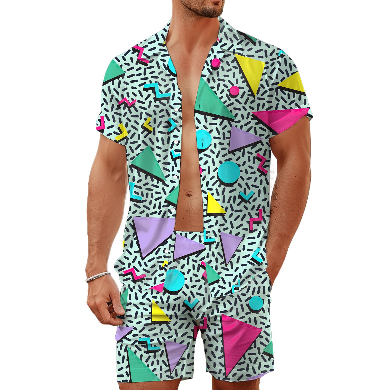 Sommer Unregelmäßiger Geometri – Summer Clothing Sets Men Bewertung und Preis