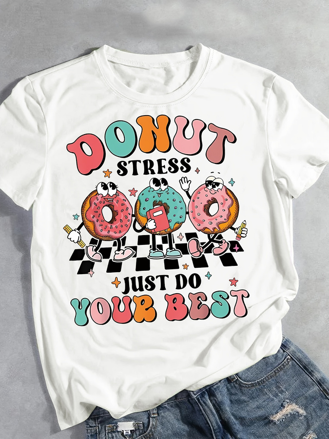 T-Shirt mit Cartoon-Donut-Prin – Summer Clothing Trends 2026 Bewertung und Preis
