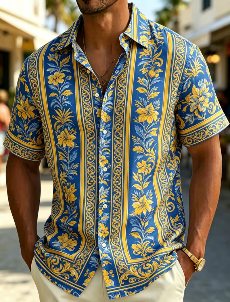 Herren Kurzarmhemd mit Revers, – Summer Clothing Resort Bewertung und Preis